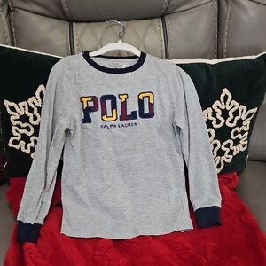 Polo by Ralph Lauren Kids Gray and Navy Long Sleeve Tee